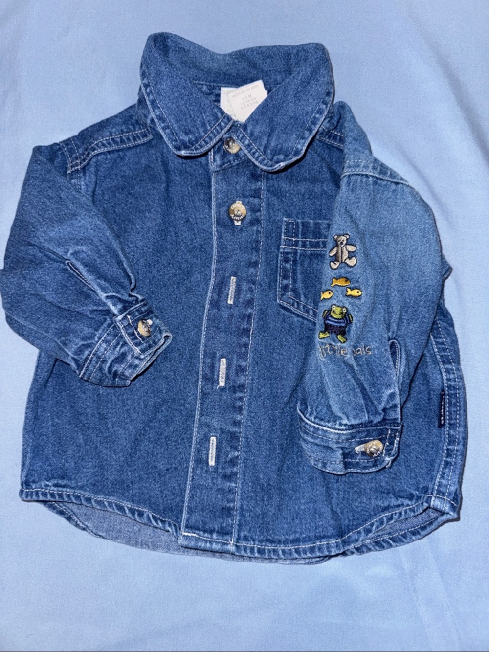 Vintage Carter's Dark Blue Denim shirt with Fish & Bear Embroidery